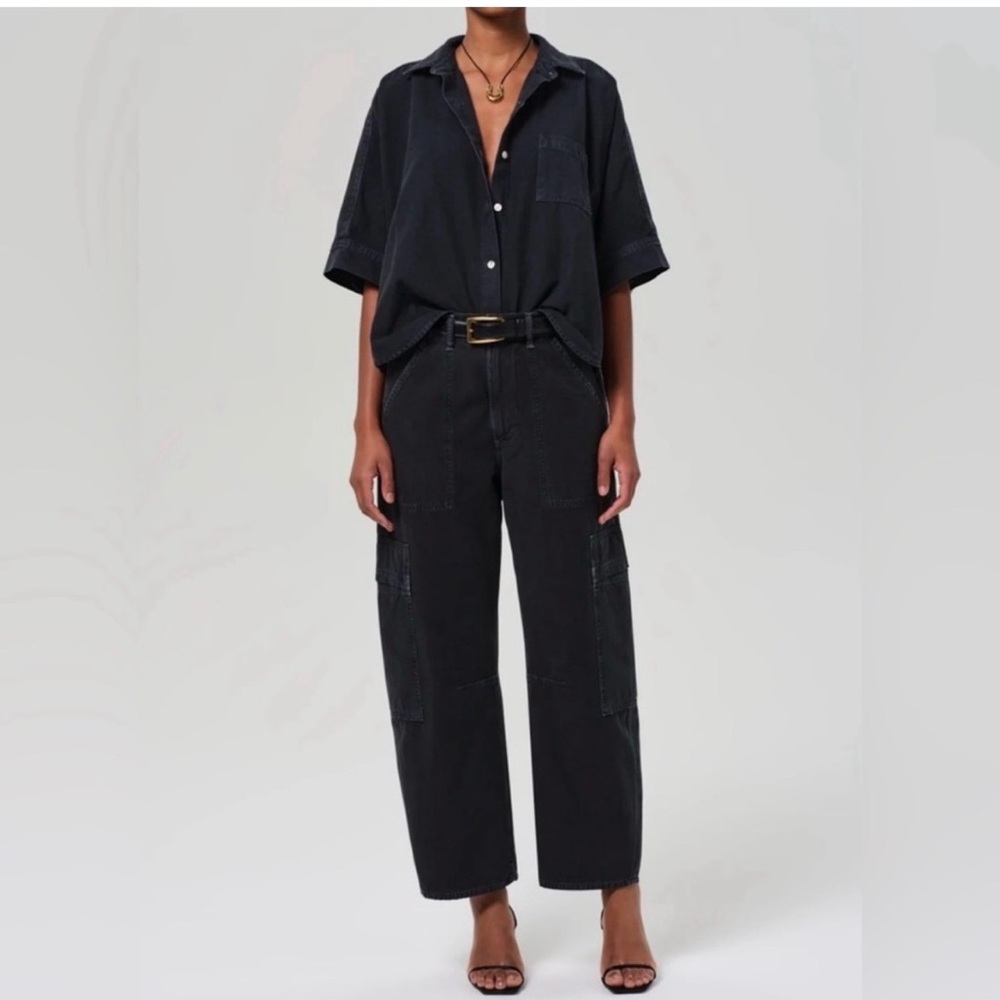 Citizens of Humanity Marcelle Cargo Denim in Washed Black Size 26